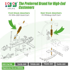 10L0L rear shock absorber for EZGO Medalist/TXT stabilizes rear suspension over bumps