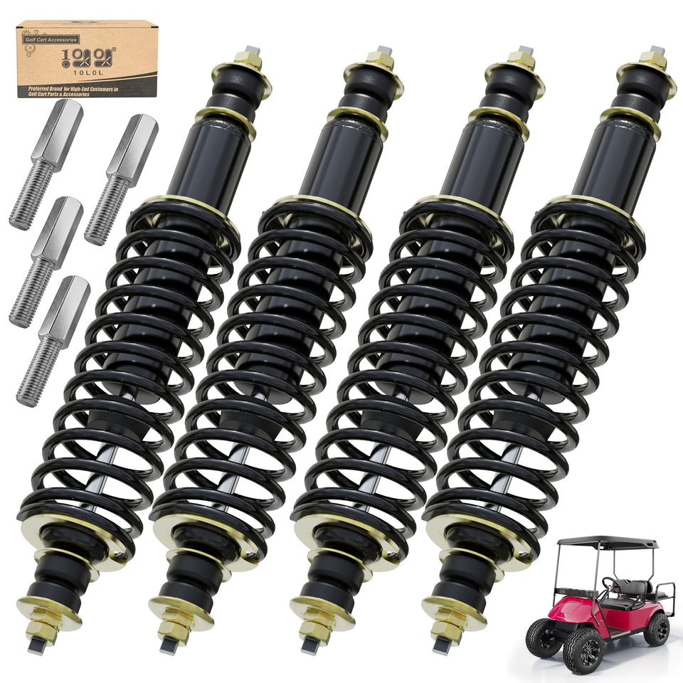 10L0L golf cart shocks front rear 4-pack improves ride comfort on uneven terrain.
