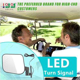 10L0L golf cart side mirror rear view with LED signals for safer signaling