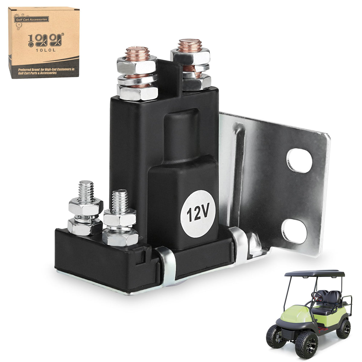 10L0L golf cart solenoid 12V 4-terminal for EZGO TXT enhances starting reliability.