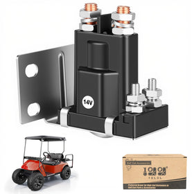 10L0L Golf Cart 14V solenoid with four terminals and bracket for reliable EZGO TXT starts.