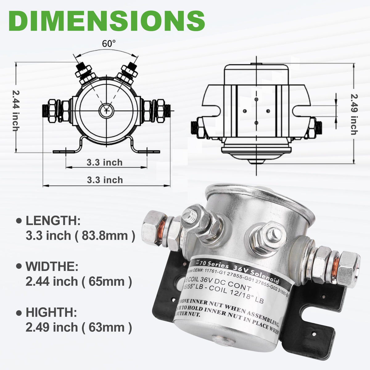 10L0L Golf Cart Solenoid 36V wiring section emphasizes reliable seals and cable routing