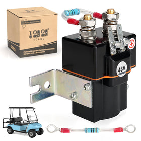 10L0L golf cart solenoid close-up with 4-terminal assembly for reliable control