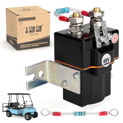 10L0L golf cart solenoid close-up with 4-terminal assembly for reliable control