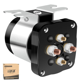 10L0L golf cart solenoid 48V 4-terminal close-up for reliable power switching.