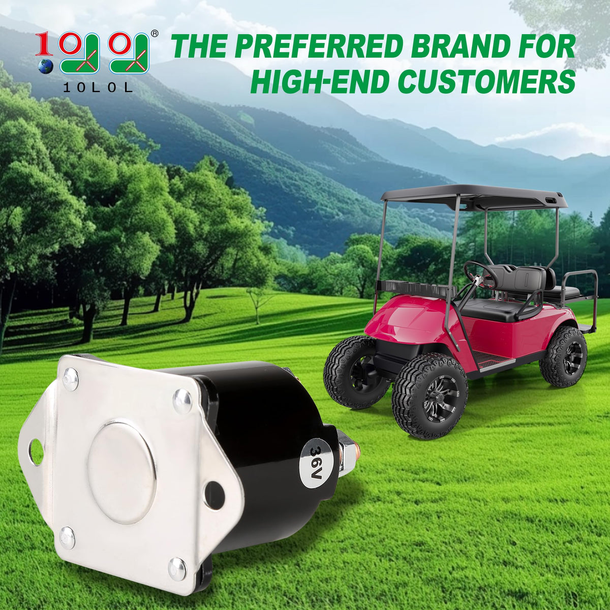 10L0L solenoid side view highlights compact under-hood fit for Club Car DS