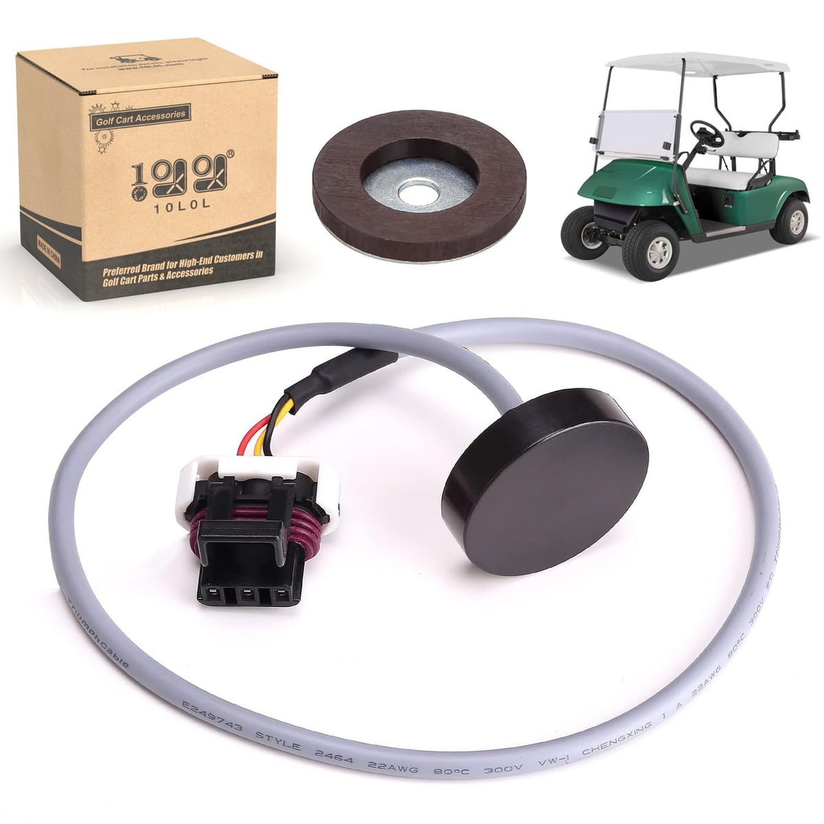 10L0L golf cart speed sensor harness for EZGO 48V, reliable power connections.
