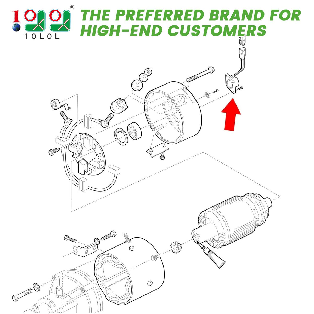 10L0L golf cart speed sensor magnet detail showing enhanced magnet design.