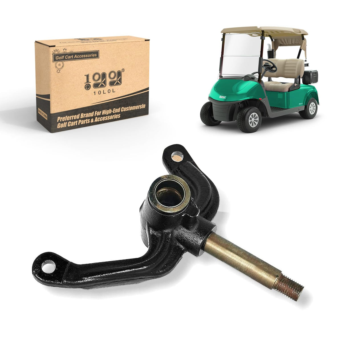 10L0L golf cart spindle passenger side image shows improved front-end stability.