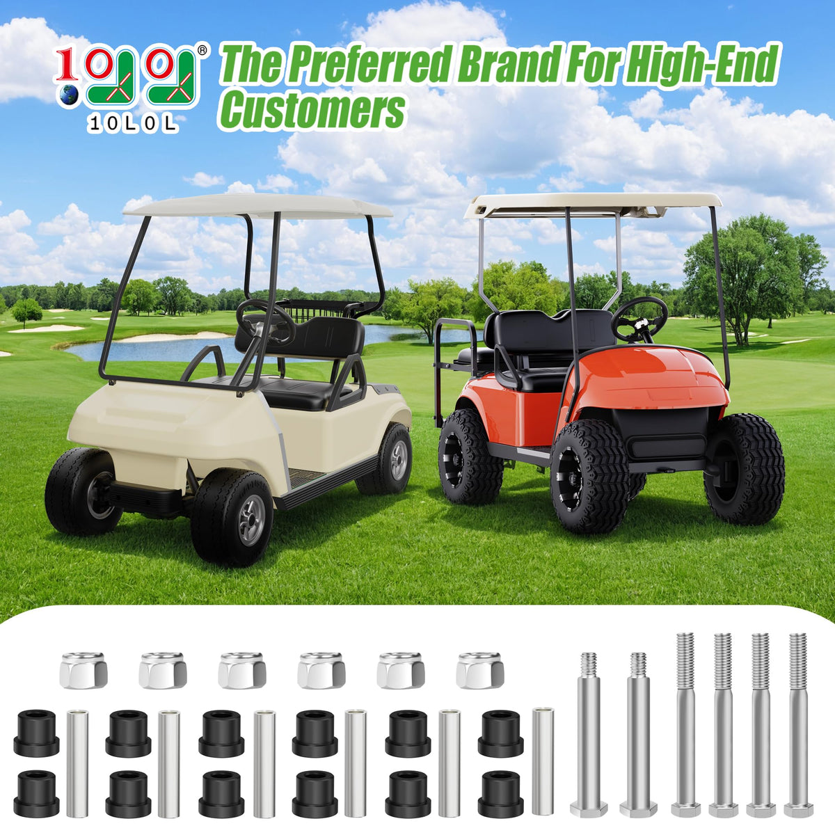 10L0L Club Car DS assembly with durable sleeves and bushings.