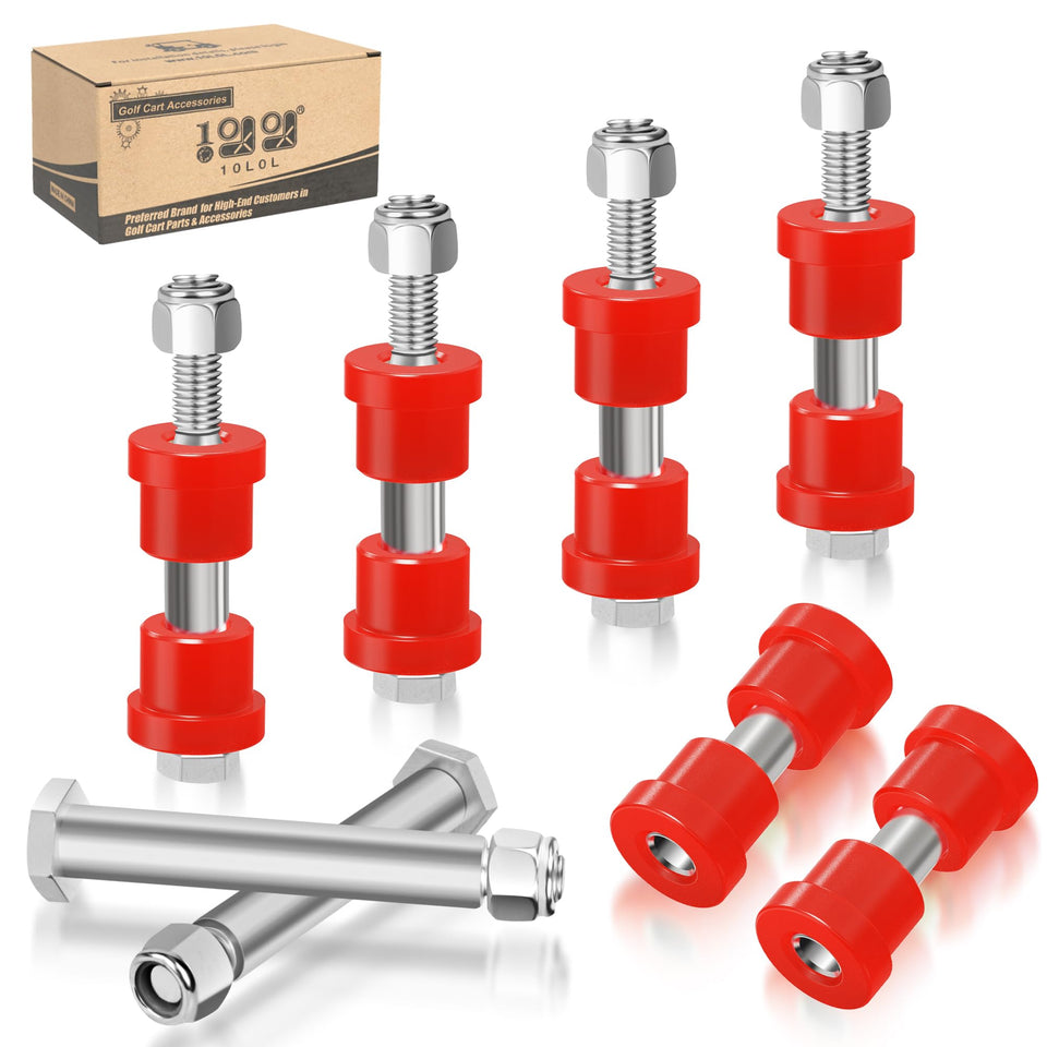 10L0L EZGO TXT/Medalist spring bushing kit close-up showing premium components for smoother ride