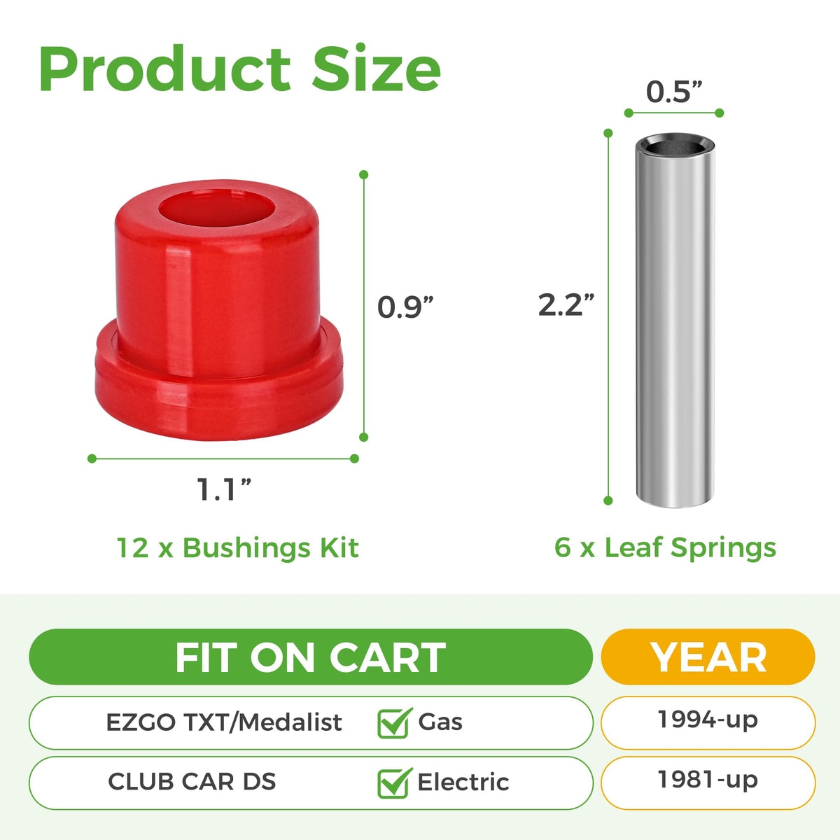 10L0L Golf Cart Spring Bushing Kit complete front and rear suspension solution