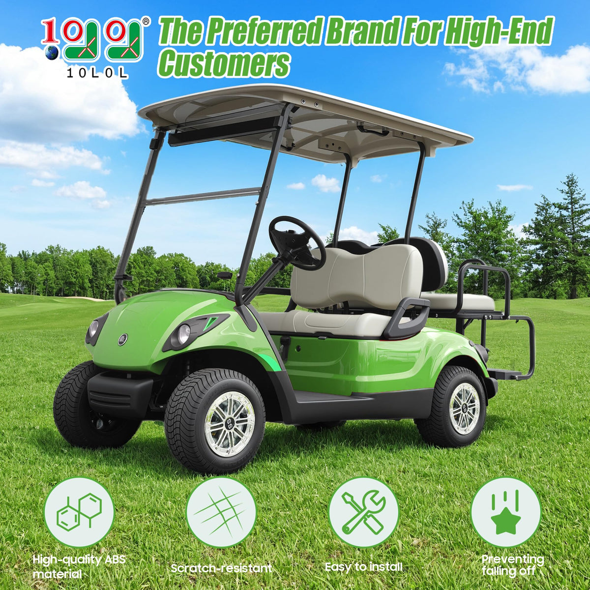 10L0L Club Car 8in wheel covers upgrade the appearance with chrome shine