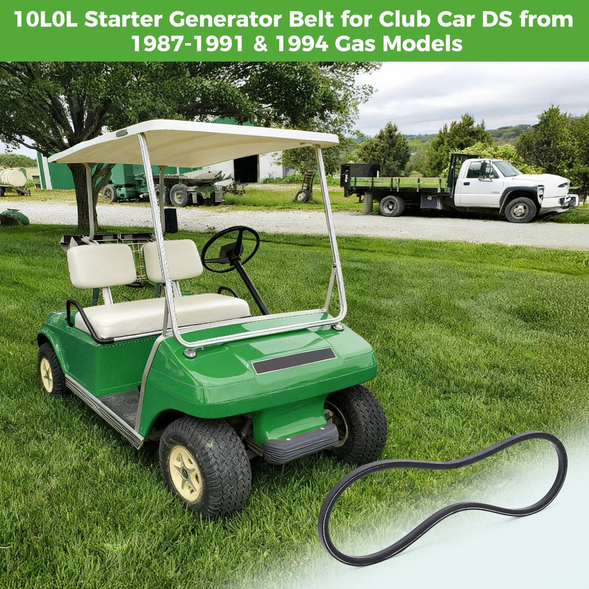 10L0L golf cart belt 1014290 side view highlights heat resistance.