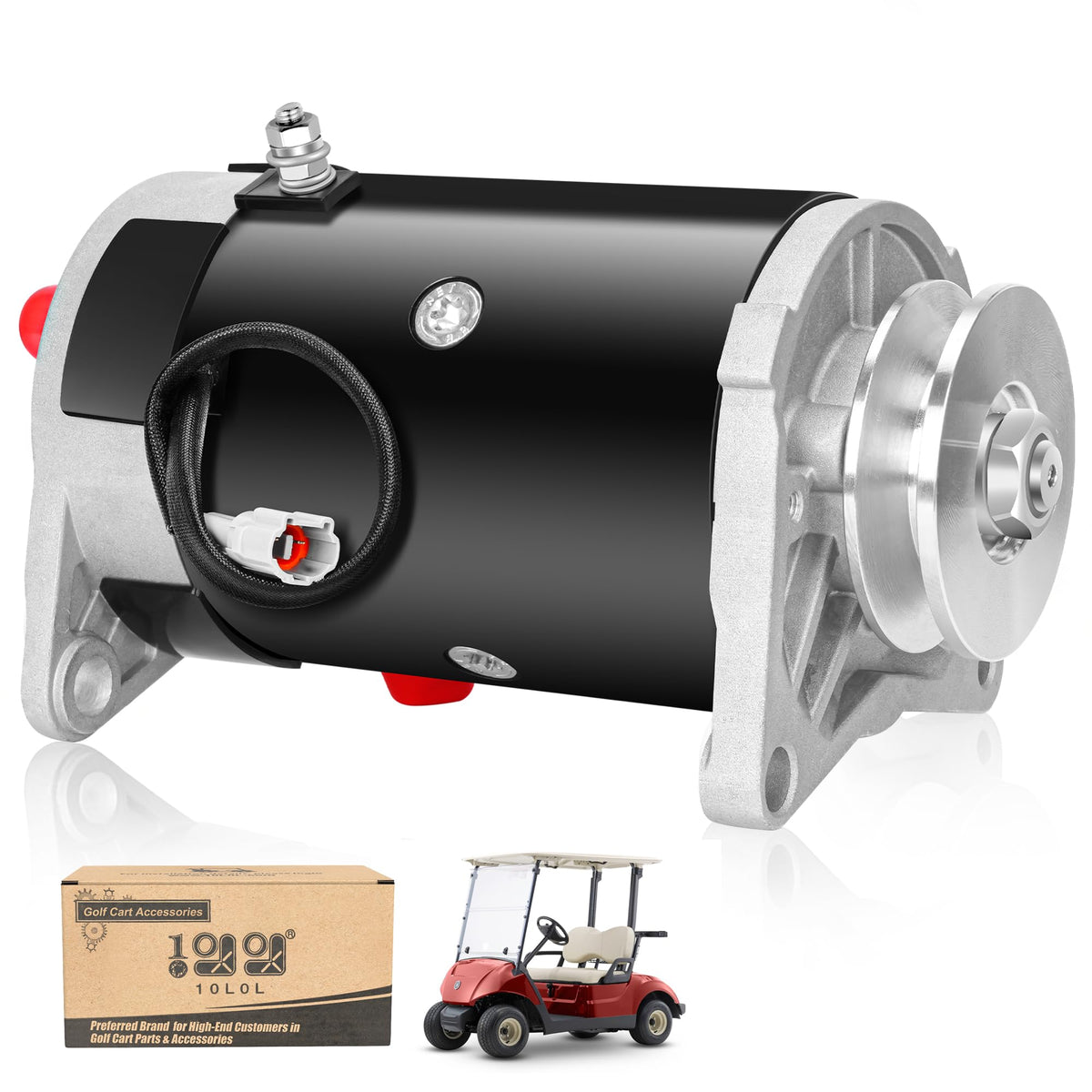 10L0L golf cart starter generator front view with direct bolt-on fit