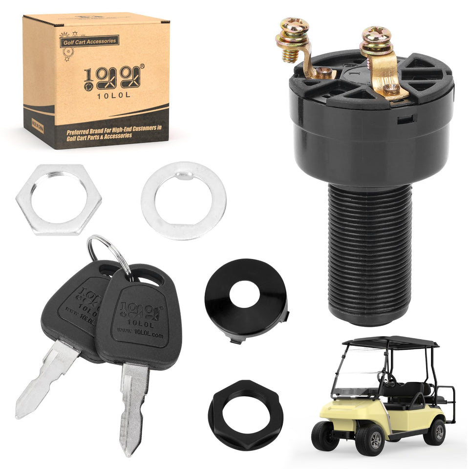 10L0L Golf Cart ignition switch front view showing sturdy housing