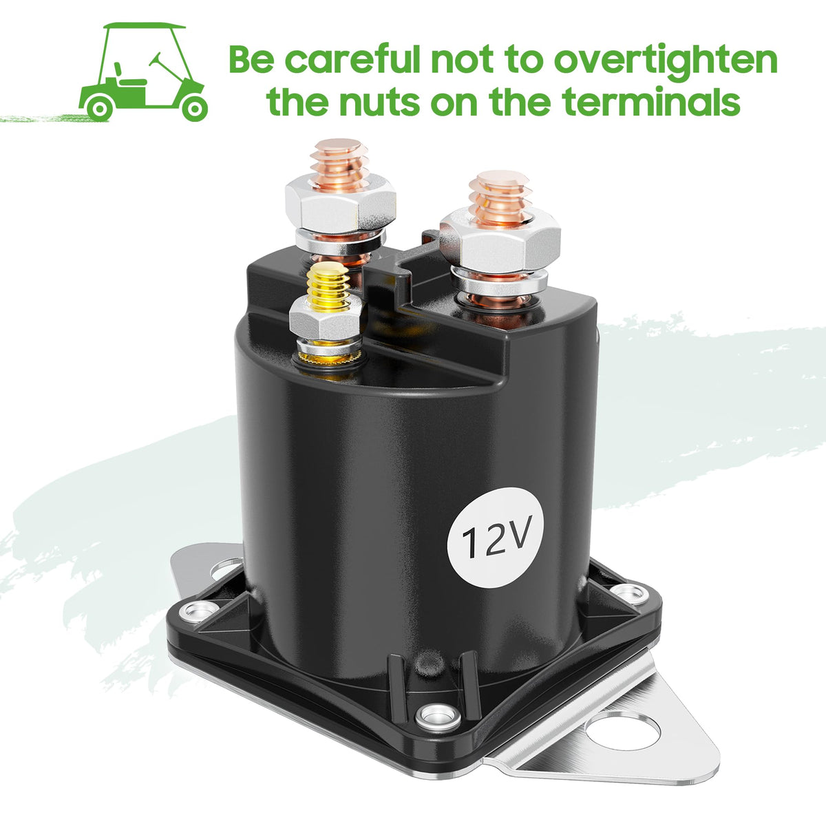 10L0L golf cart starter solenoid assembly demonstrates straightforward wiring.