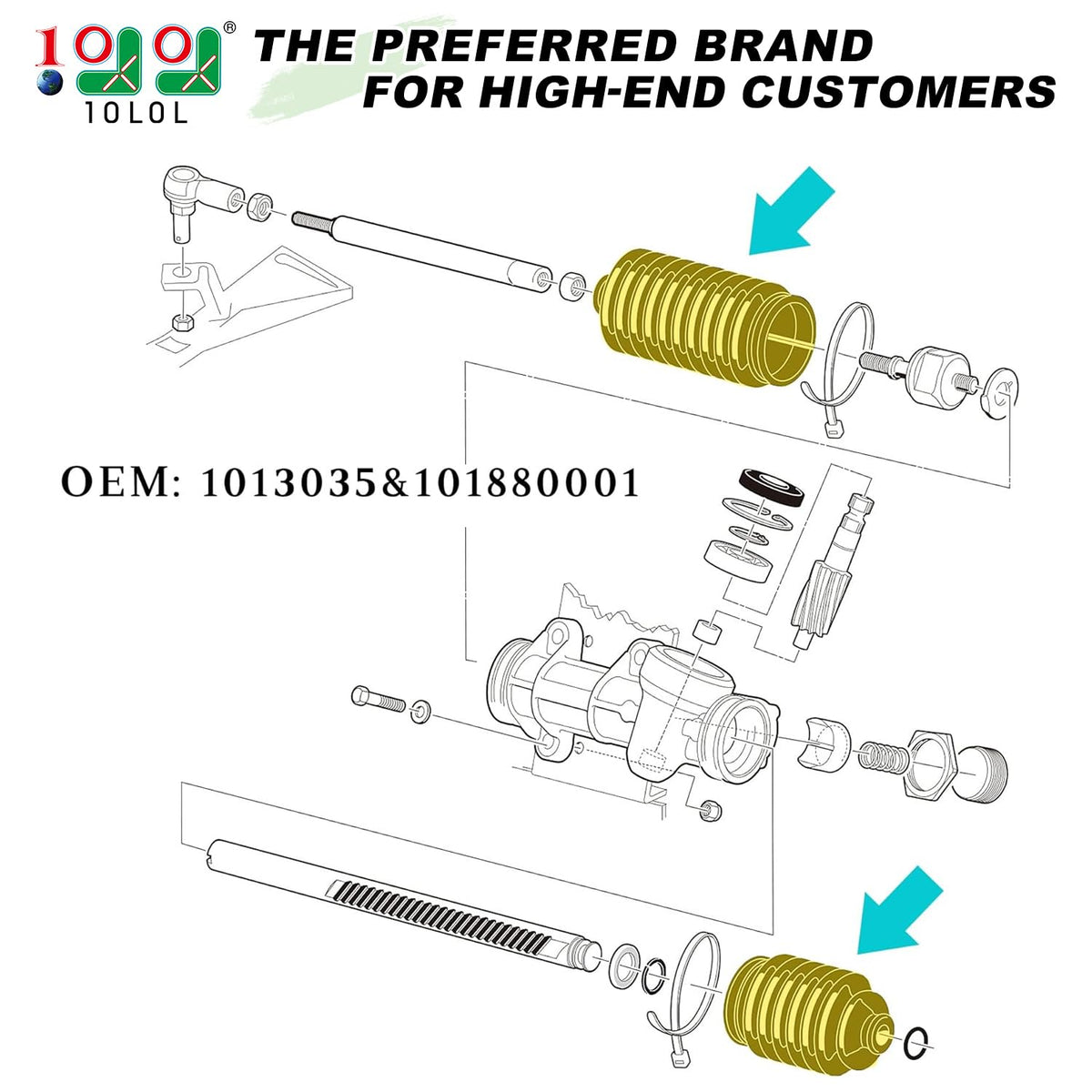 10L0L short passenger-side steering bellows shields DS steering components.