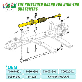 10L0L Golf Cart Steering Gear Box Assembly side profile shows compact design for easy installation.