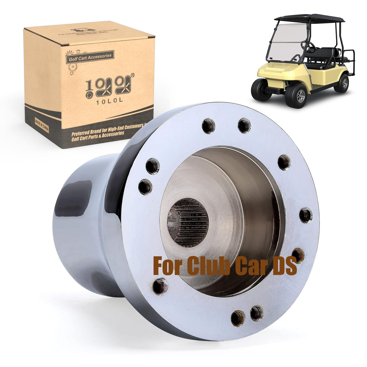 10L0L steering wheel adapter for Club Car DS with 5-6 holes improves grip and control.