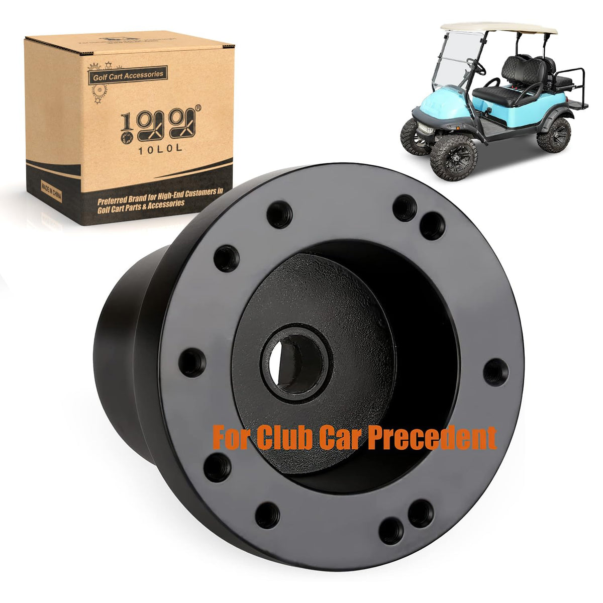 10L0L steering wheel adapter installed on Club Car Precedent for a secure upgrade