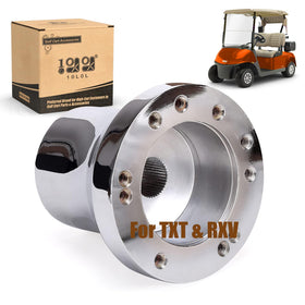 10L0L golf cart steering wheel adapter in silver fits EZGO TXT and RXV for easy upgrades.