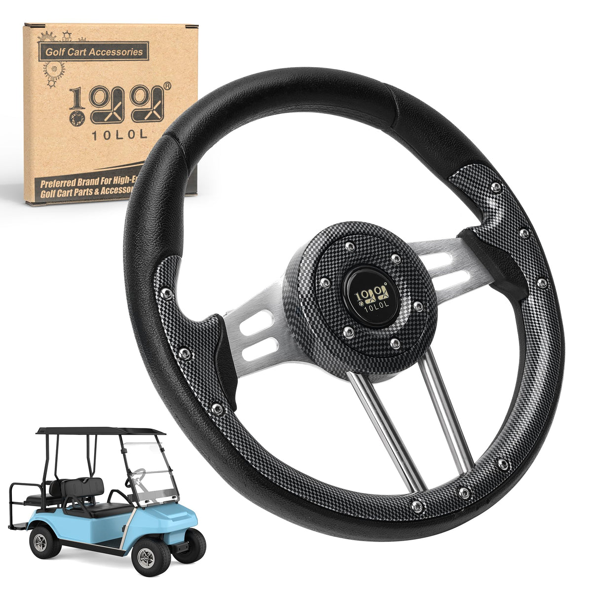 10L0L steering wheel with universal design fits most golf carts