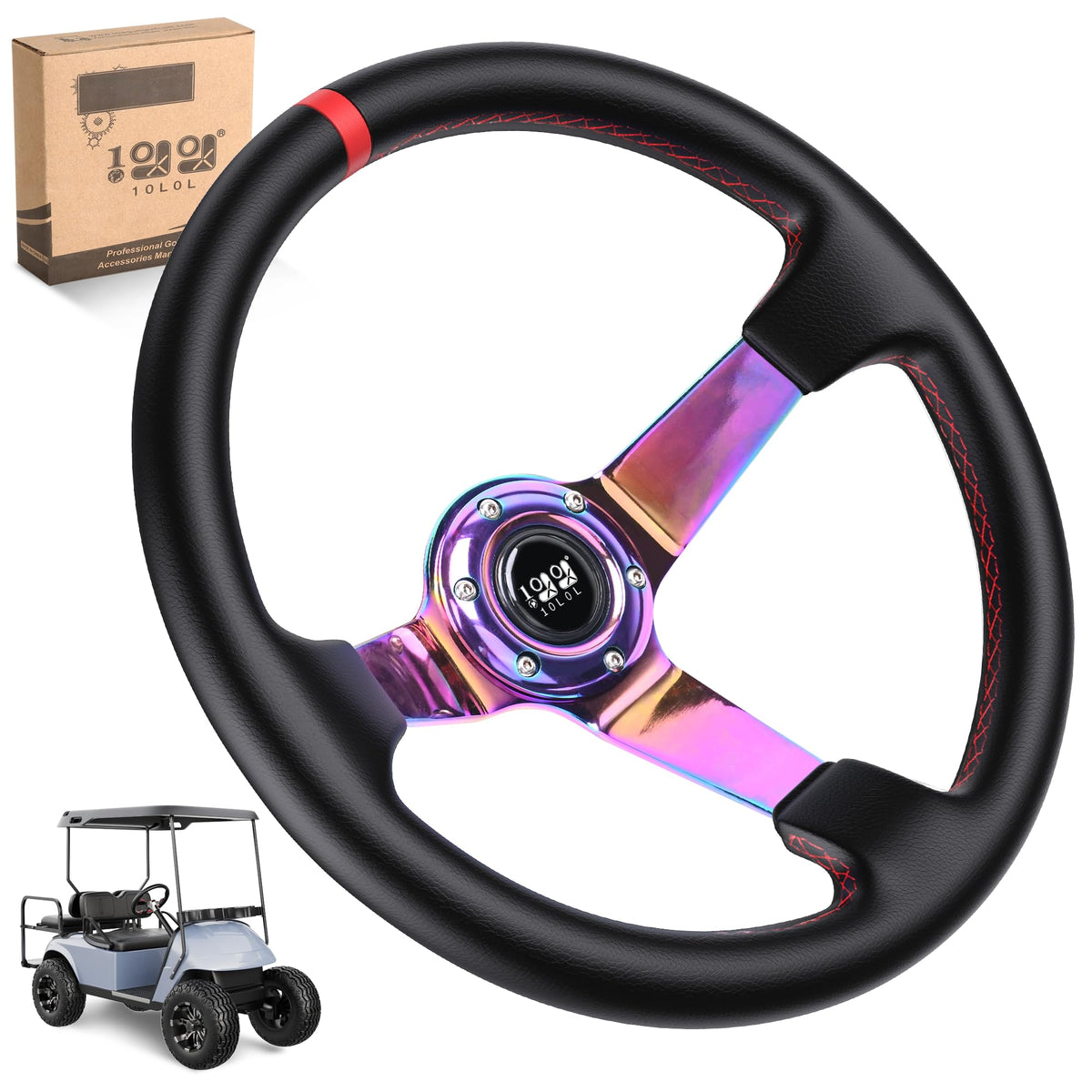 10L0L golf cart steering wheel coal black with improved grip