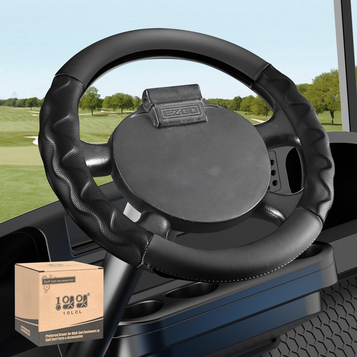 10L0L golf cart steering wheel cover for 13-inch wheel provides a cushioned grip