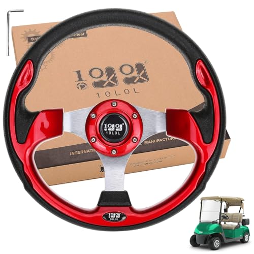 10L0L golf cart steering wheel red hue improves grip and style