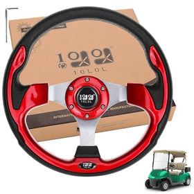 10L0L golf cart steering wheel red hue improves grip and style