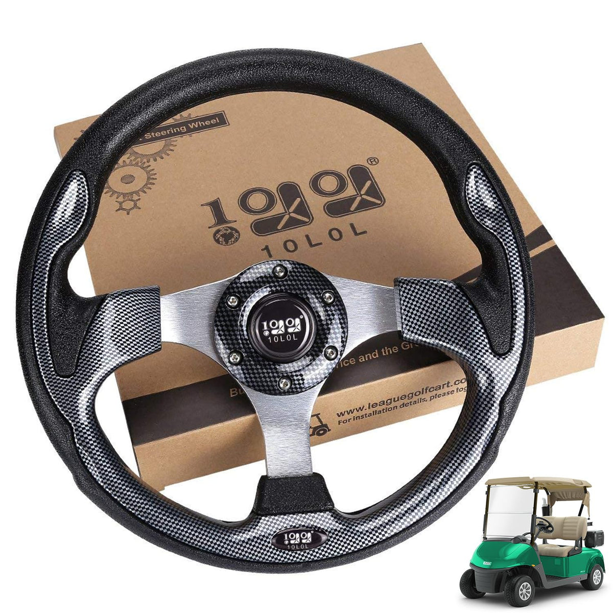 10L0L golf cart steering wheel Style1 gray 13in provides comfortable grip