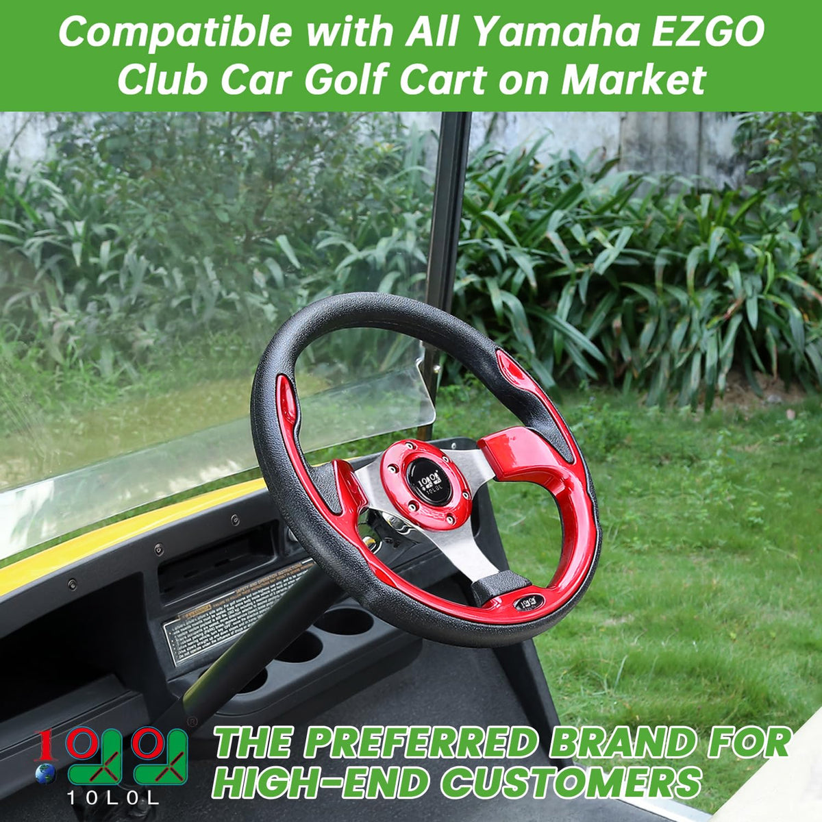 10L0L universal-fit steering wheel compatible with Yamaha EZGO Club Car