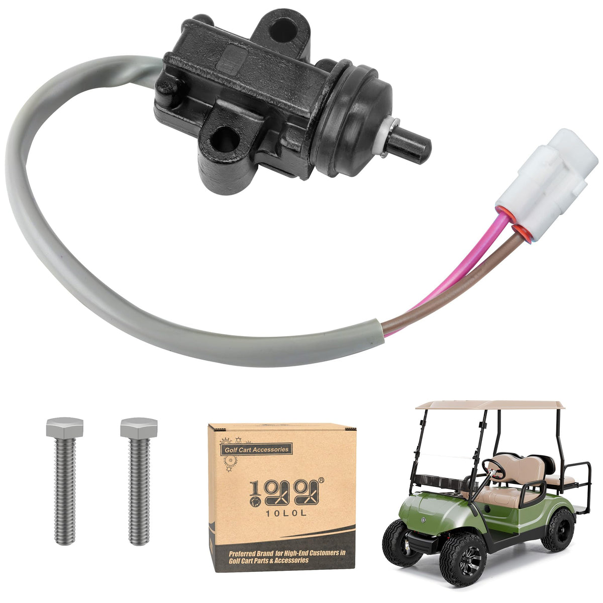 10L0L golf cart stop switch closeup showing reliable contact points for precise pedal response.
