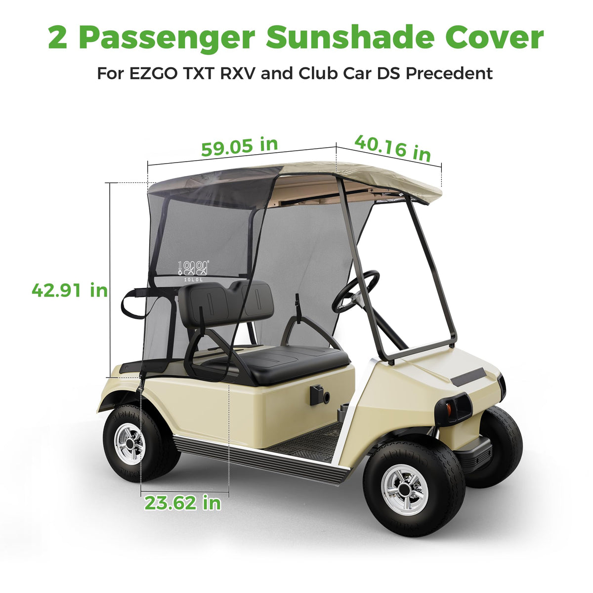 10L0L Beige shade with black trim enhances cart aesthetics while shading