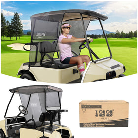 10L0L golf cart sun shade cover on Club Car DS Precedent roof reduces sun exposure