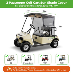 10L0L shade cover on EZGO TXT RXV demonstrates UV protection and airflow