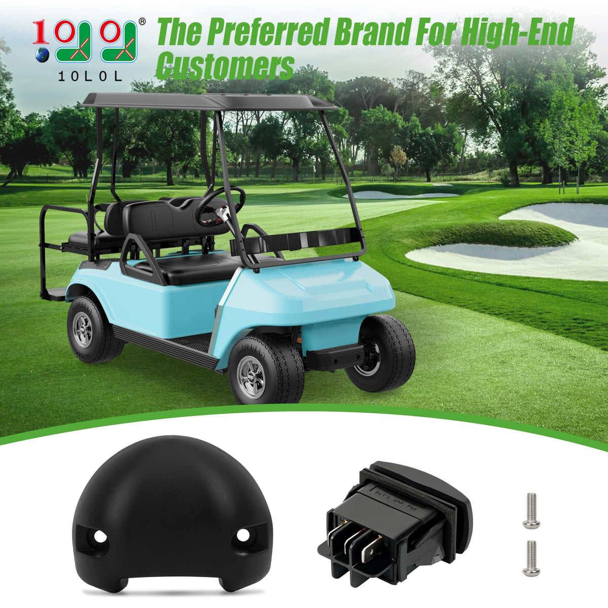 10L0L nylon base housing supports long lasting durability during daily golf cart use.