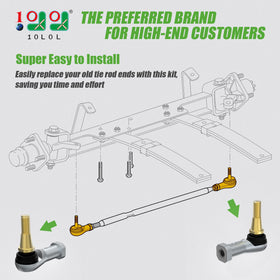 10L0L golf cart tie rod end passenger side improves steering control