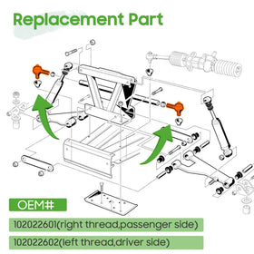 10L0L golf cart tie rod end passenger side supports reliable steering control on Club Car.