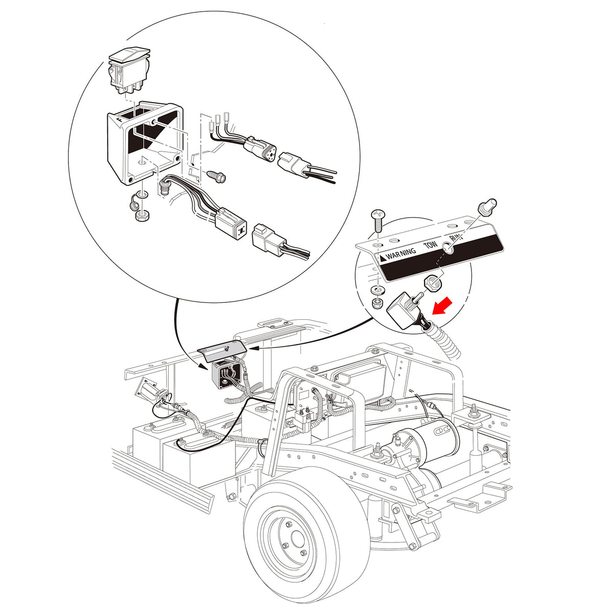 Installed 10L0L tow run switch supports smooth towing and running.