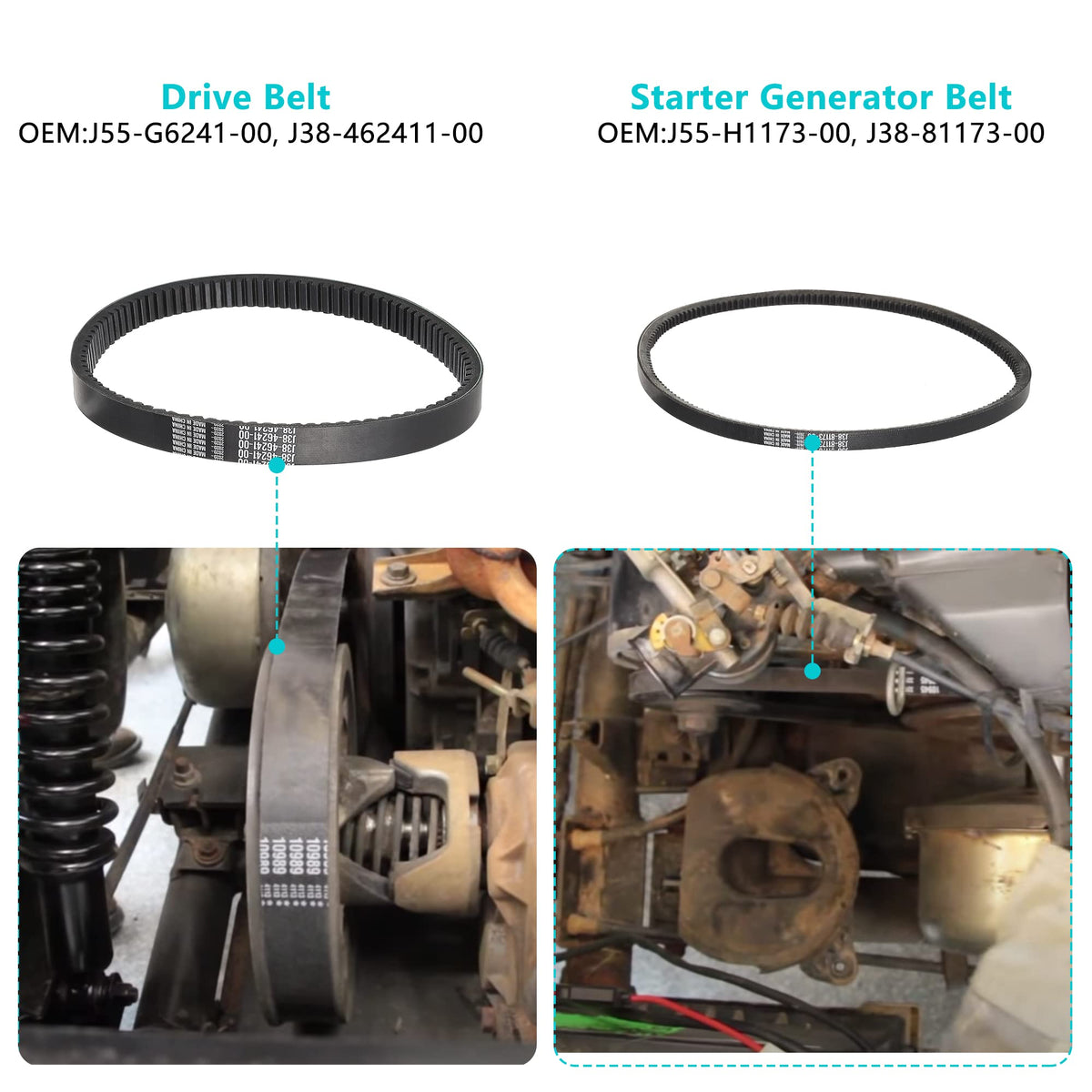 10L0L Drive belt for Yamaha golf carts: supports smooth clutch engagement