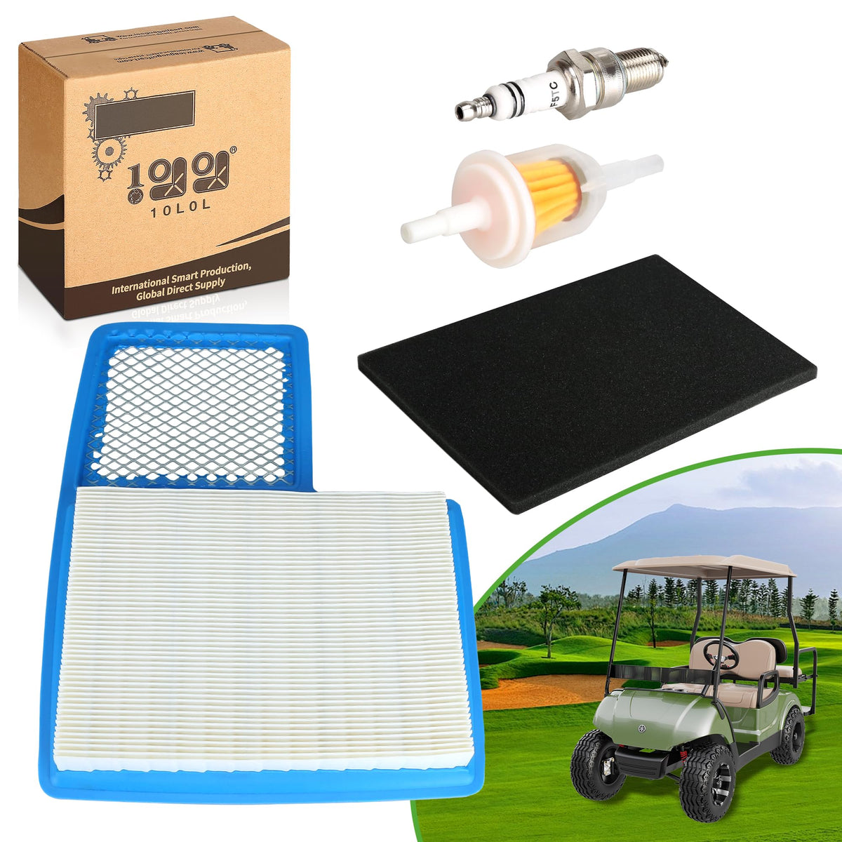 10L0L Golf Cart Tune Up Kit air filter for Yamaha engines boosts engine airflow