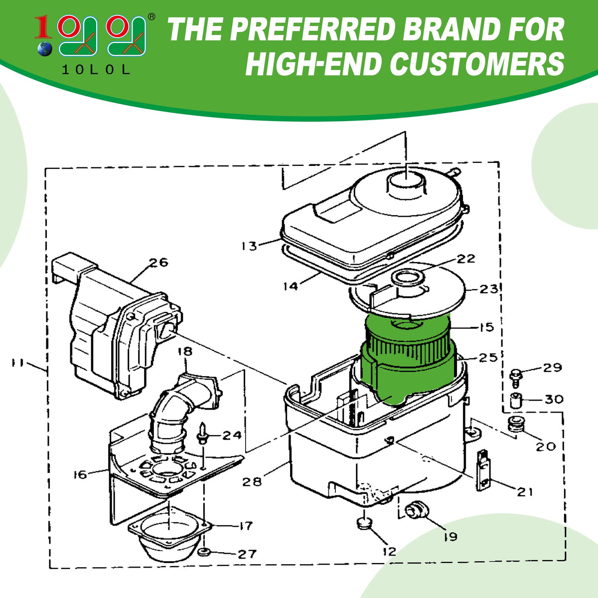 10L0L sponge pre-filter protects engine and eases maintenance