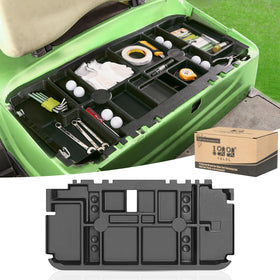 10L0L golf cart under-seat storage tray assembled showing expanded space for small essentials