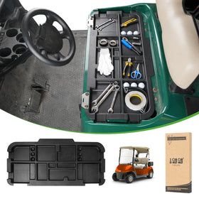 10L0L golf cart under-seat storage tray front view showing organized space.