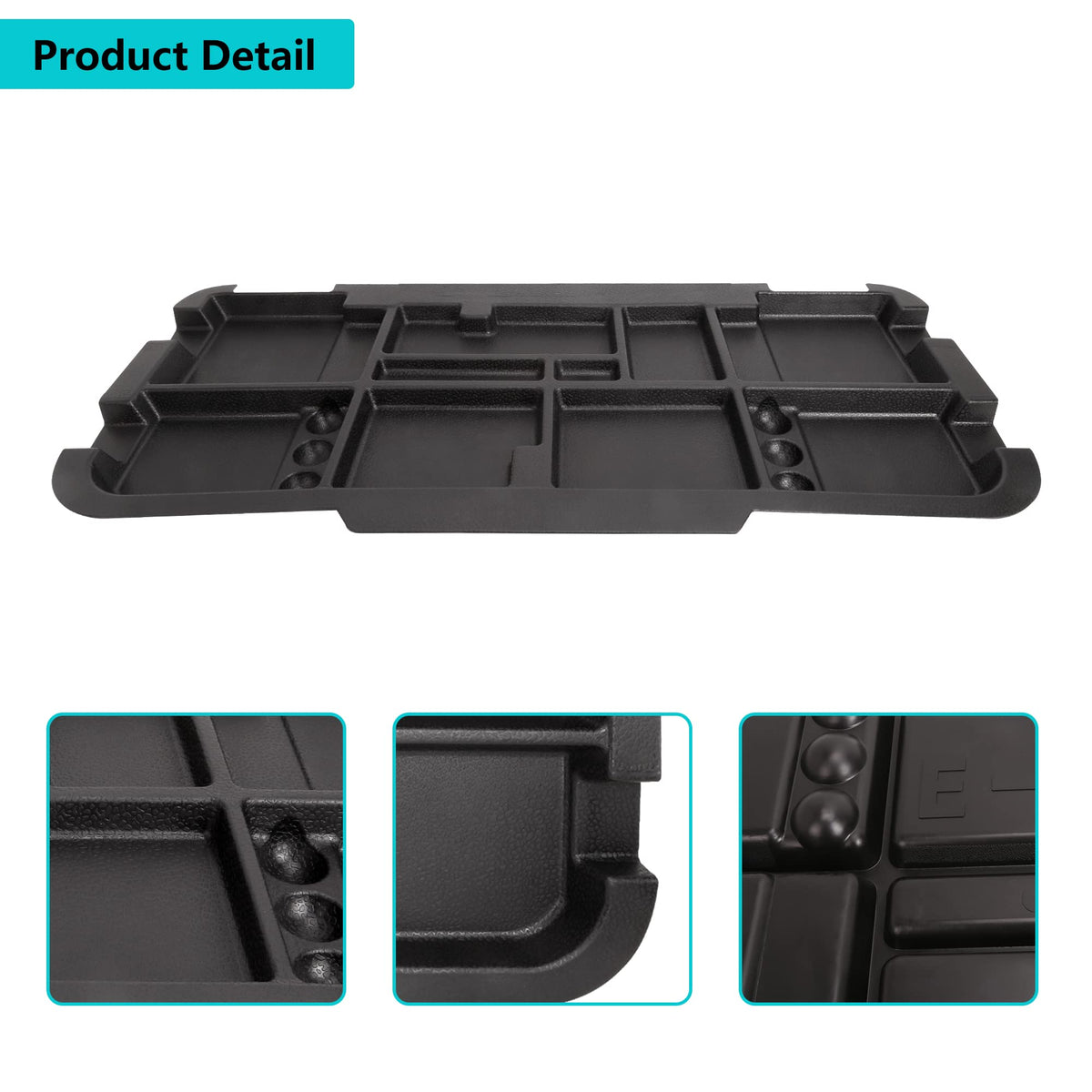 10L0L golf cart under-seat storage tray in use with tools and accessories.