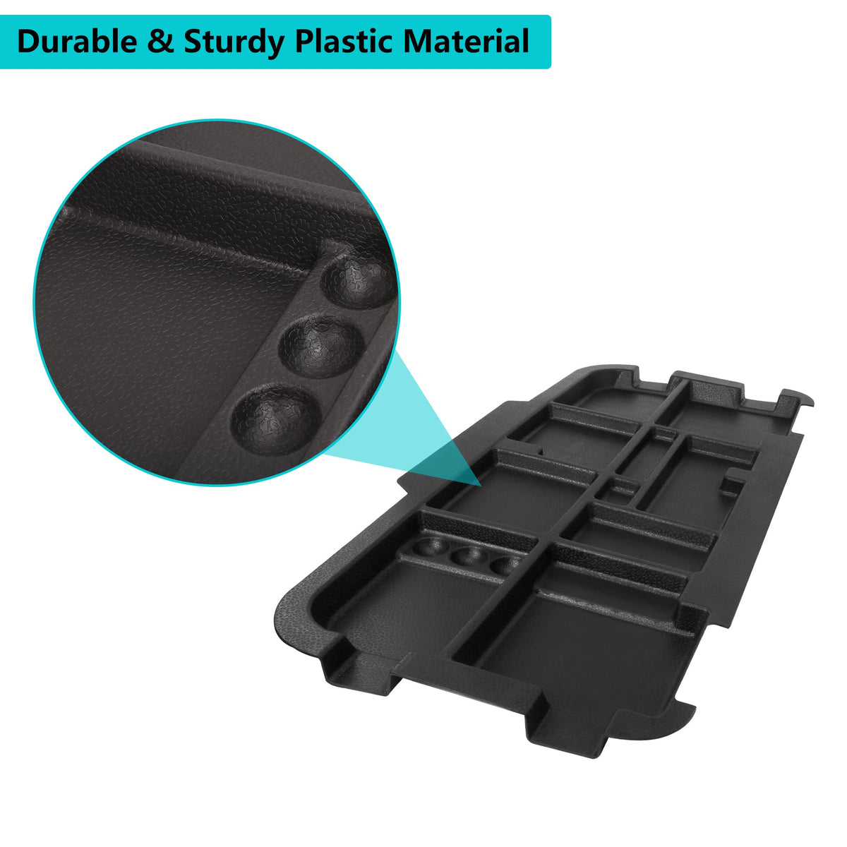 10L0L golf cart under-seat storage tray side view highlighting compact footprint.