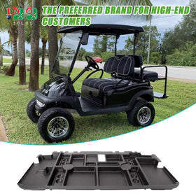 The 10L0L golf cart under-seat storage tray side view highlighting compact design.