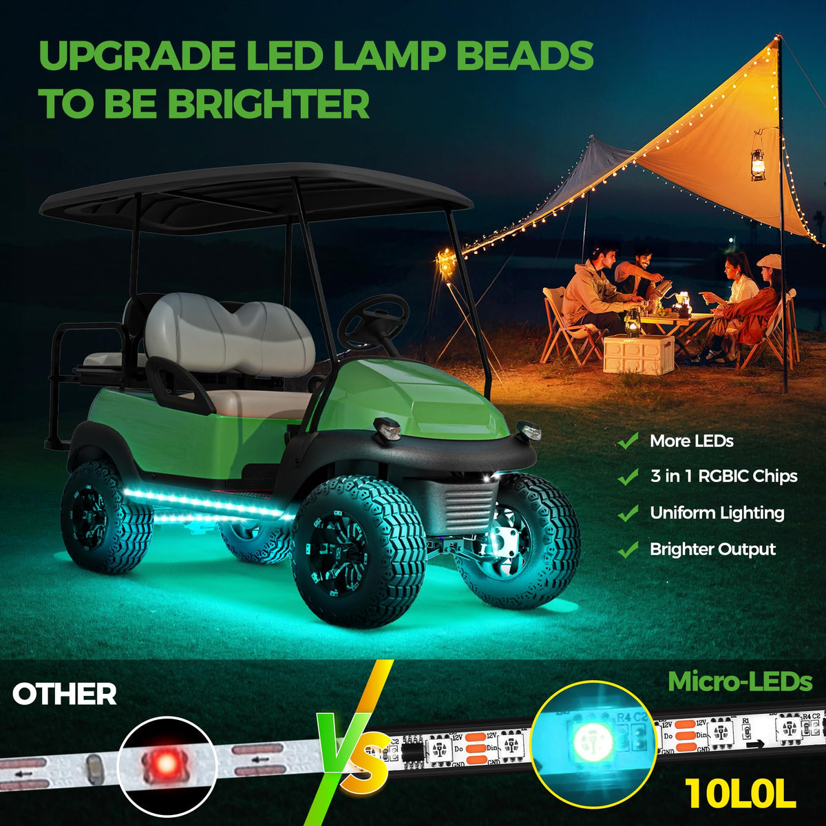10L0L golf cart underbody light kit 38-5inch strip for vibrant color at night